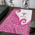 Personalised New Zealand Nurse Area Rug Maori Koru Pink Version