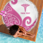 Personalised New Zealand Nurse Beach Blanket Maori Koru Pink Version