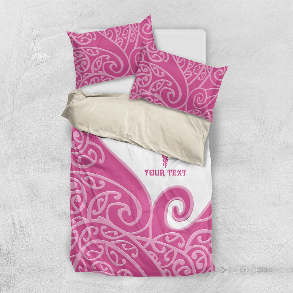 Personalised New Zealand Nurse Bedding Set Maori Koru Pink Version
