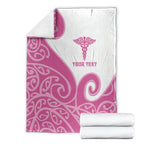 Personalised New Zealand Nurse Blanket Maori Koru Pink Version