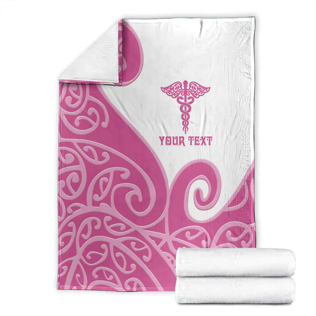 Personalised New Zealand Nurse Blanket Maori Koru Pink Version