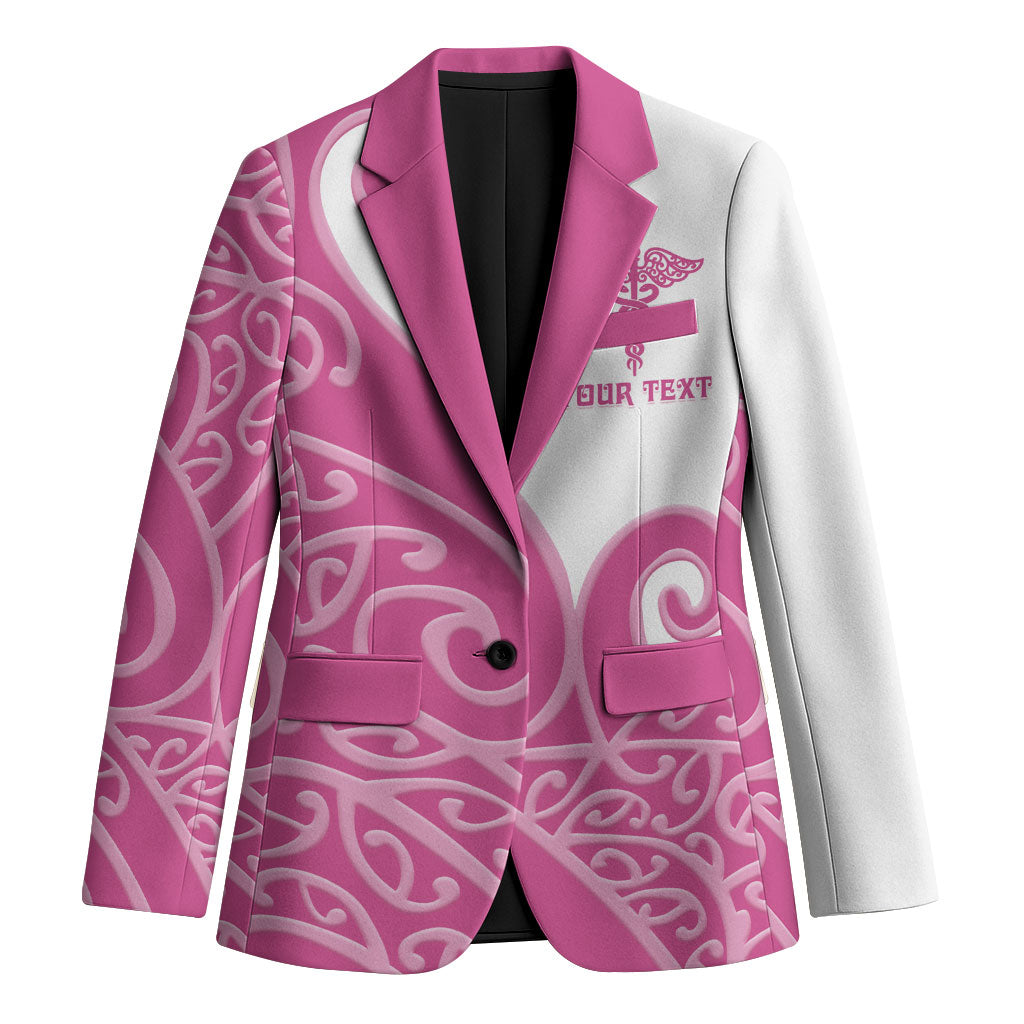 Personalised New Zealand Nurse Blazer Maori Koru Pink Version