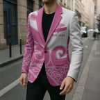 Personalised New Zealand Nurse Blazer Maori Koru Pink Version