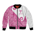 Personalised New Zealand Nurse Bomber Jacket Maori Koru Pink Version