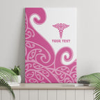Personalised New Zealand Nurse Canvas Wall Art Maori Koru Pink Version