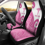 Personalised New Zealand Nurse Car Seat Cover Maori Koru Pink Version