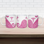 Personalised New Zealand Nurse Ceramic Mug Maori Koru Pink Version
