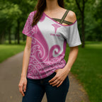 Personalised New Zealand Nurse Cross Shoulder Shirt Maori Koru Pink Version