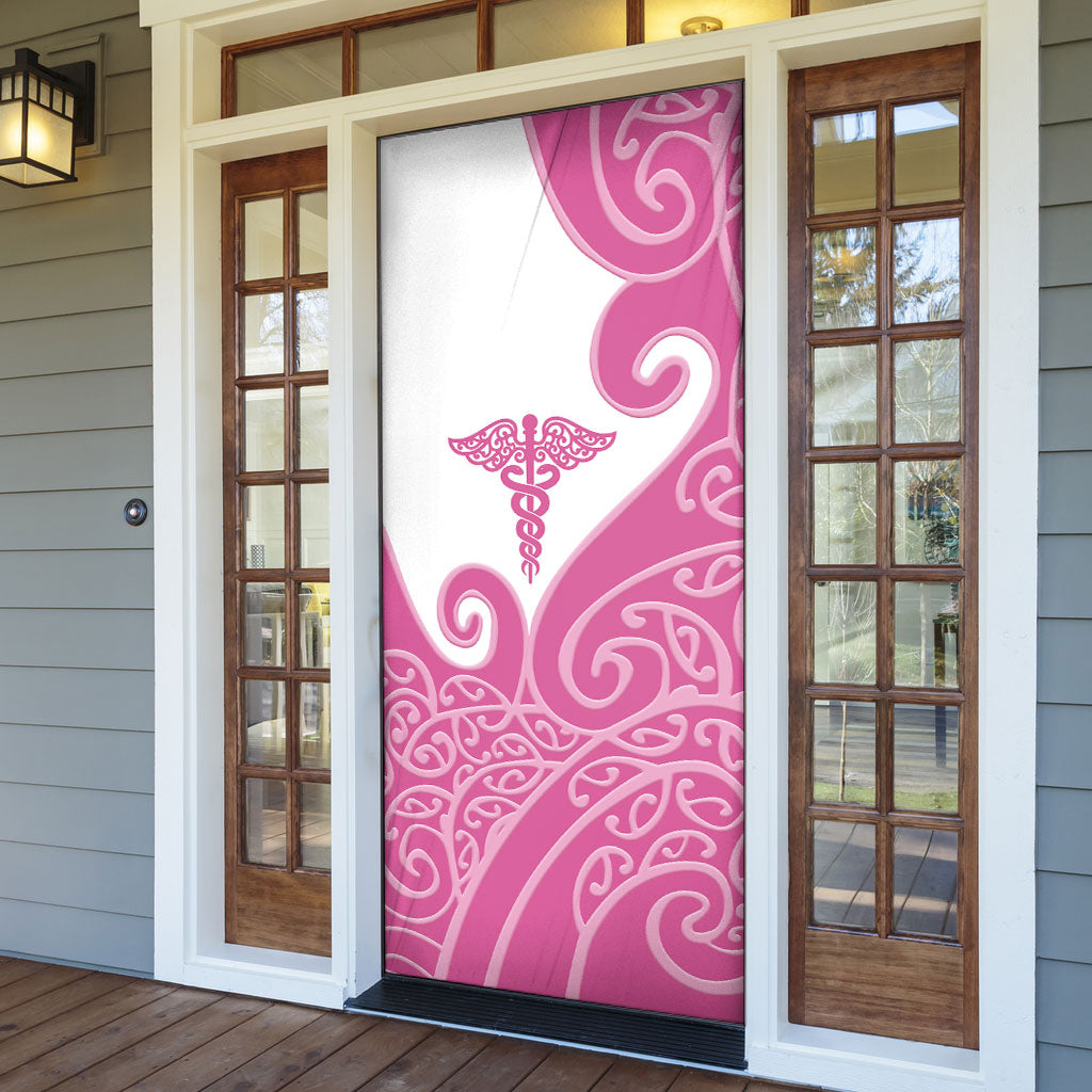 New Zealand Nurse Door Cover Maori Koru Pink Version
