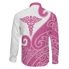 Personalised New Zealand Nurse Family Matching Mermaid Dress and Hawaiian Shirt Maori Koru Pink Version