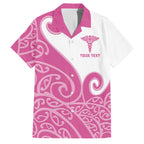 Personalised New Zealand Nurse Family Matching Off Shoulder Maxi Dress and Hawaiian Shirt Maori Koru Pink Version