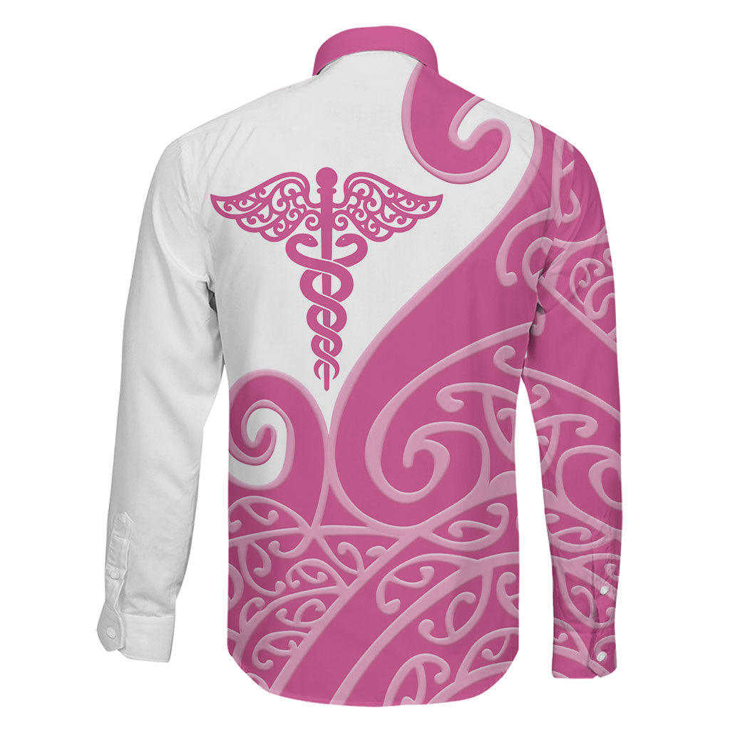 Personalised New Zealand Nurse Family Matching Summer Maxi Dress and Hawaiian Shirt Maori Koru Pink Version