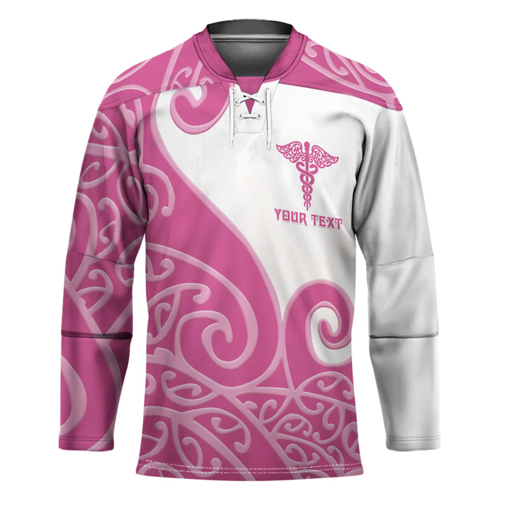 Personalised New Zealand Nurse Hockey Jersey Maori Koru Pink Version