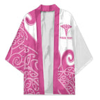 Personalised New Zealand Nurse Kimono Maori Koru Pink Version