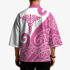 Personalised New Zealand Nurse Kimono Maori Koru Pink Version