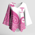 Personalised New Zealand Nurse Kimono Sleeve Blouse Maori Koru Pink Version