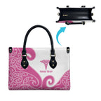 Personalised New Zealand Nurse Leather Bag Maori Koru Pink Version