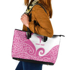Personalised New Zealand Nurse Leather Tote Bag Maori Koru Pink Version
