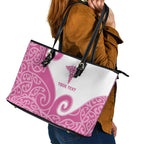 Personalised New Zealand Nurse Leather Tote Bag Maori Koru Pink Version