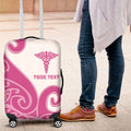 Personalised New Zealand Nurse Luggage Cover Maori Koru Pink Version