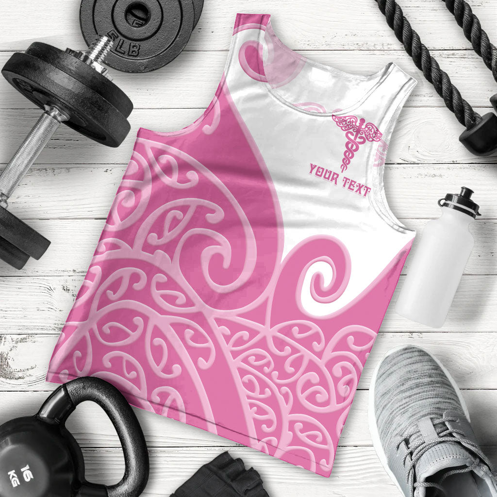 Personalised New Zealand Nurse Men Tank Top Maori Koru Pink Version