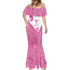 Personalised New Zealand Nurse Mermaid Dress Maori Koru Pink Version