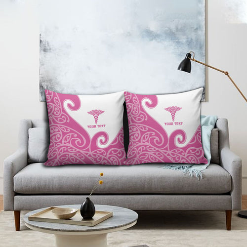 Personalised New Zealand Nurse Pillow Cover Maori Koru Pink Version