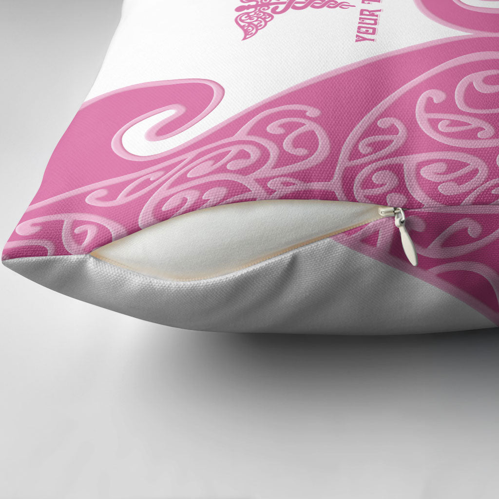 Personalised New Zealand Nurse Pillow Cover Maori Koru Pink Version