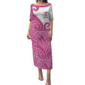 Personalised New Zealand Nurse Puletasi Maori Koru Pink Version