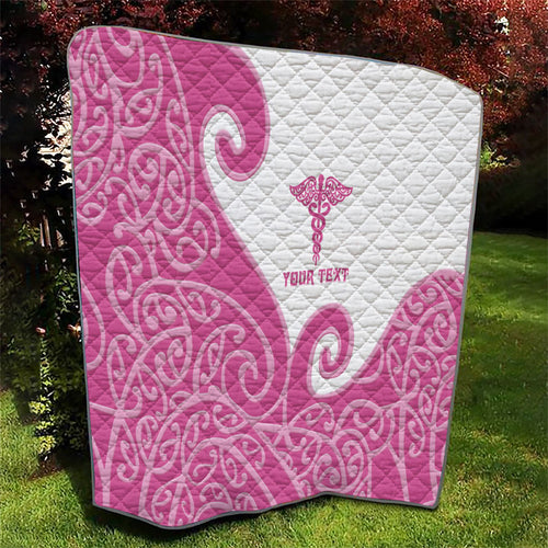 Personalised New Zealand Nurse Quilt Maori Koru Pink Version