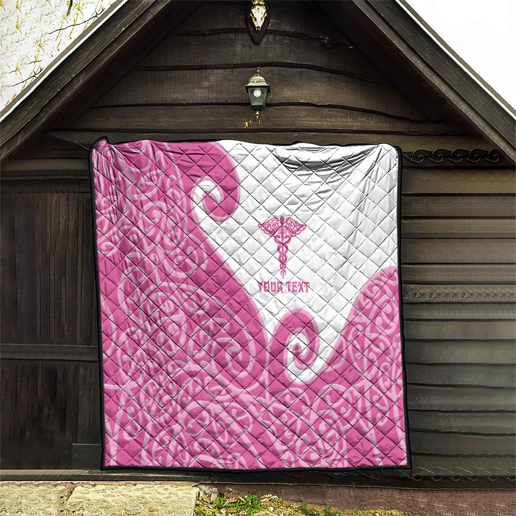 Personalised New Zealand Nurse Quilt Maori Koru Pink Version