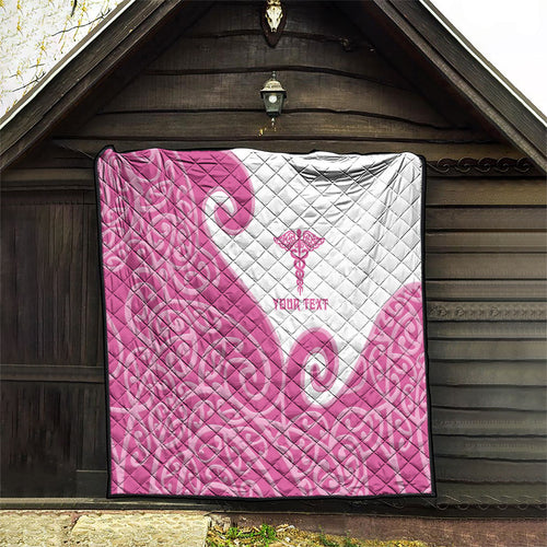 Personalised New Zealand Nurse Quilt Maori Koru Pink Version