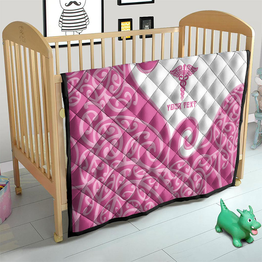 Personalised New Zealand Nurse Quilt Maori Koru Pink Version