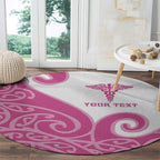 Personalised New Zealand Nurse Round Carpet Maori Koru Pink Version