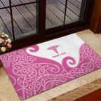 Personalised New Zealand Nurse Rubber Doormat Maori Koru Pink Version