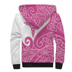 Personalised New Zealand Nurse Sherpa Hoodie Maori Koru Pink Version