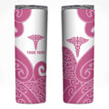 Personalised New Zealand Nurse Skinny Tumbler Maori Koru Pink Version