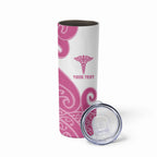 Personalised New Zealand Nurse Skinny Tumbler Maori Koru Pink Version
