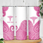 Personalised New Zealand Nurse Skinny Tumbler Maori Koru Pink Version