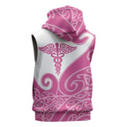 Personalised New Zealand Nurse Sleeveless Hoodie Maori Koru Pink Version