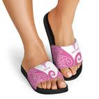 Personalised New Zealand Nurse Slide Sandals Maori Koru Pink Version