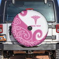 Personalised New Zealand Nurse Spare Tire Cover Maori Koru Pink Version