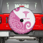 Personalised New Zealand Nurse Spare Tire Cover Maori Koru Pink Version