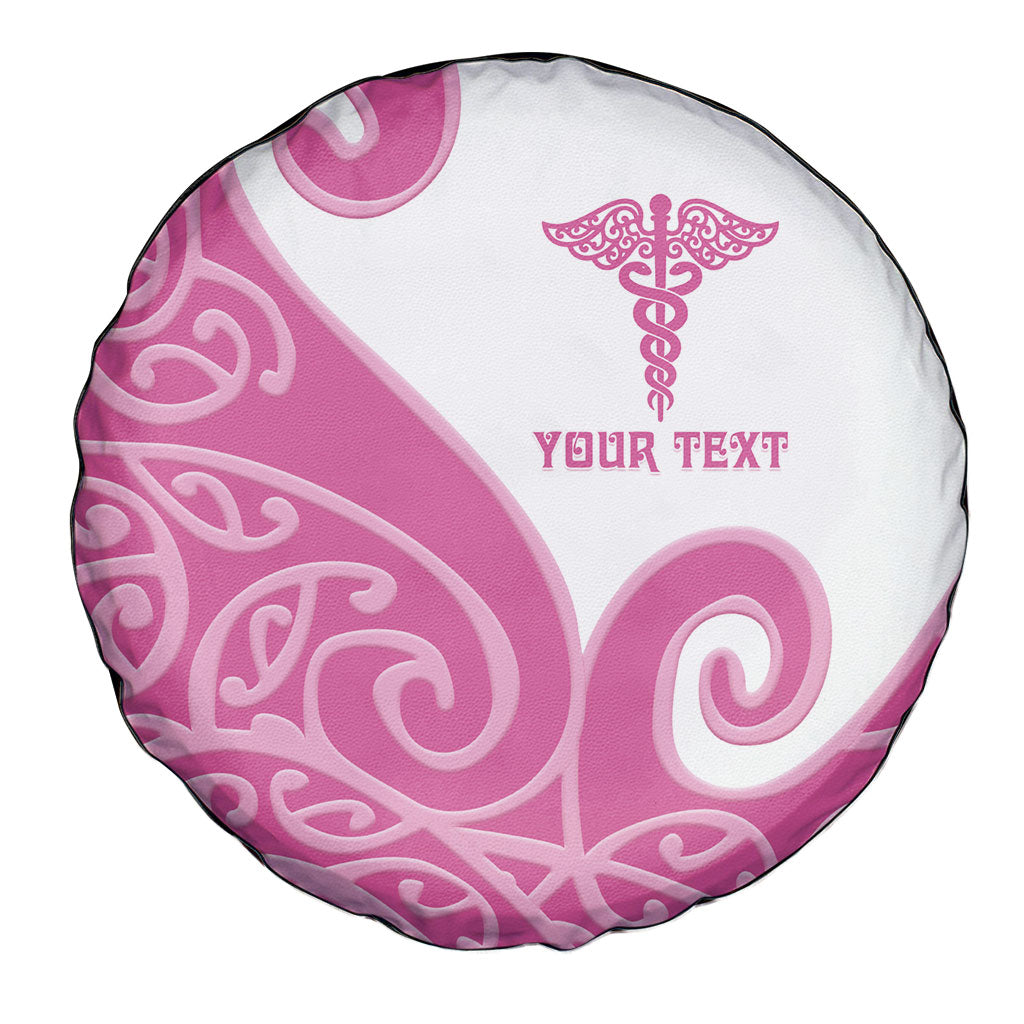 Personalised New Zealand Nurse Spare Tire Cover Maori Koru Pink Version