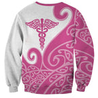 Personalised New Zealand Nurse Sweatshirt Maori Koru Pink Version