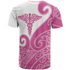Personalised New Zealand Nurse T Shirt Maori Koru Pink Version