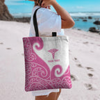 Personalised New Zealand Nurse Tote Bag Maori Koru Pink Version