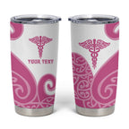 Personalised New Zealand Nurse Tumbler Cup Maori Koru Pink Version