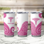 Personalised New Zealand Nurse Tumbler Cup Maori Koru Pink Version