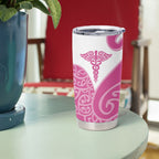 Personalised New Zealand Nurse Tumbler Cup Maori Koru Pink Version